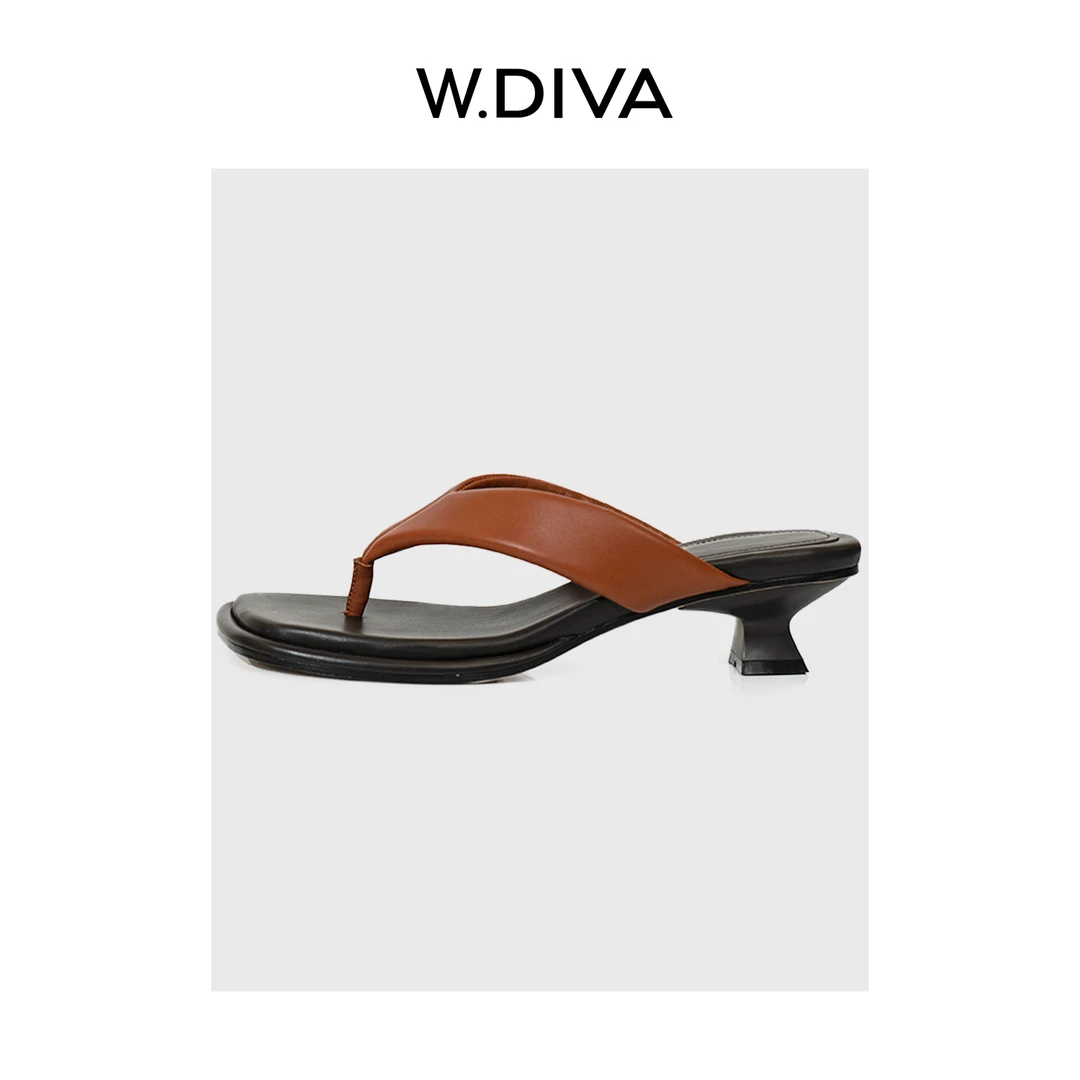W.Diva【比尔】真皮舒适时尚洋气时髦夏日人字夹拖凉鞋50X202486