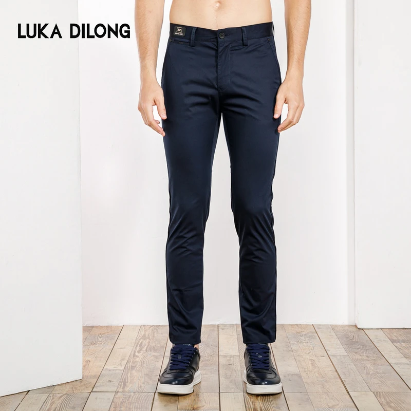路卡迪龙【断码清仓】经典弹力棉纯色直筒男士商务休闲裤