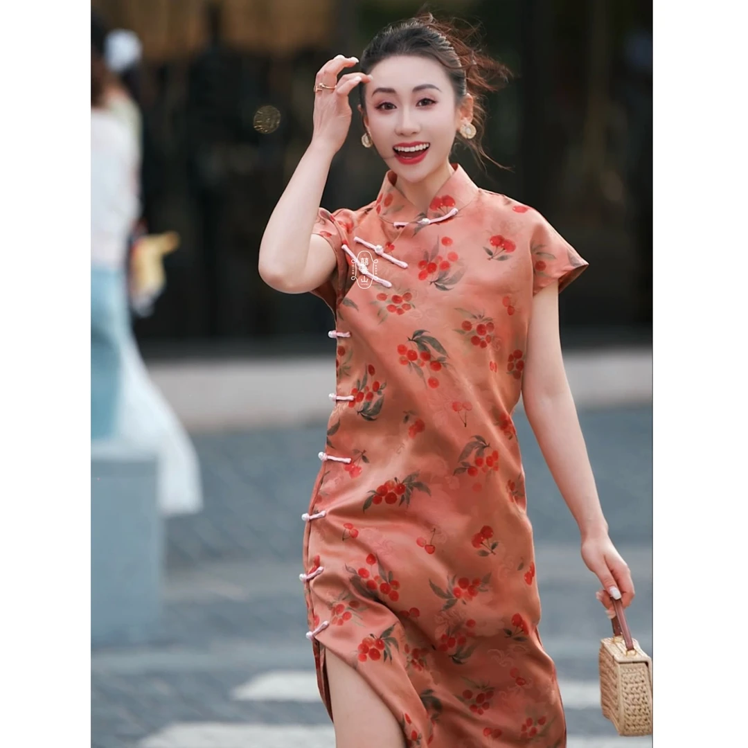 【国庆出行必备】【囍番山·2025·夏季】旗开得胜·之樱有尽有·改良旗袍