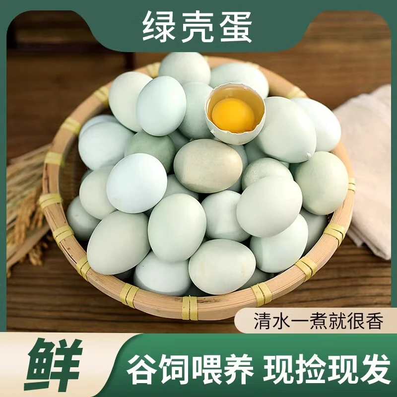 【现捡现发】50枚农家绿壳乌鸡蛋散养谷物喂养新鲜鸡蛋35-40克/枚