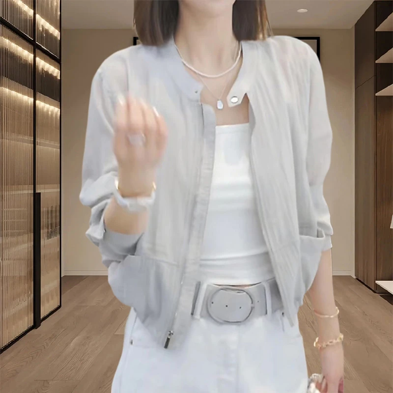 韩系温柔风时尚外套女2025年夏季新款百搭舒适感轻薄防晒衣上衣女