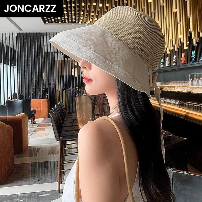 JONCARZZ防晒大檐帽子女夏季遮阳帽太阳帽蝴蝶结渔夫帽显脸小草帽
