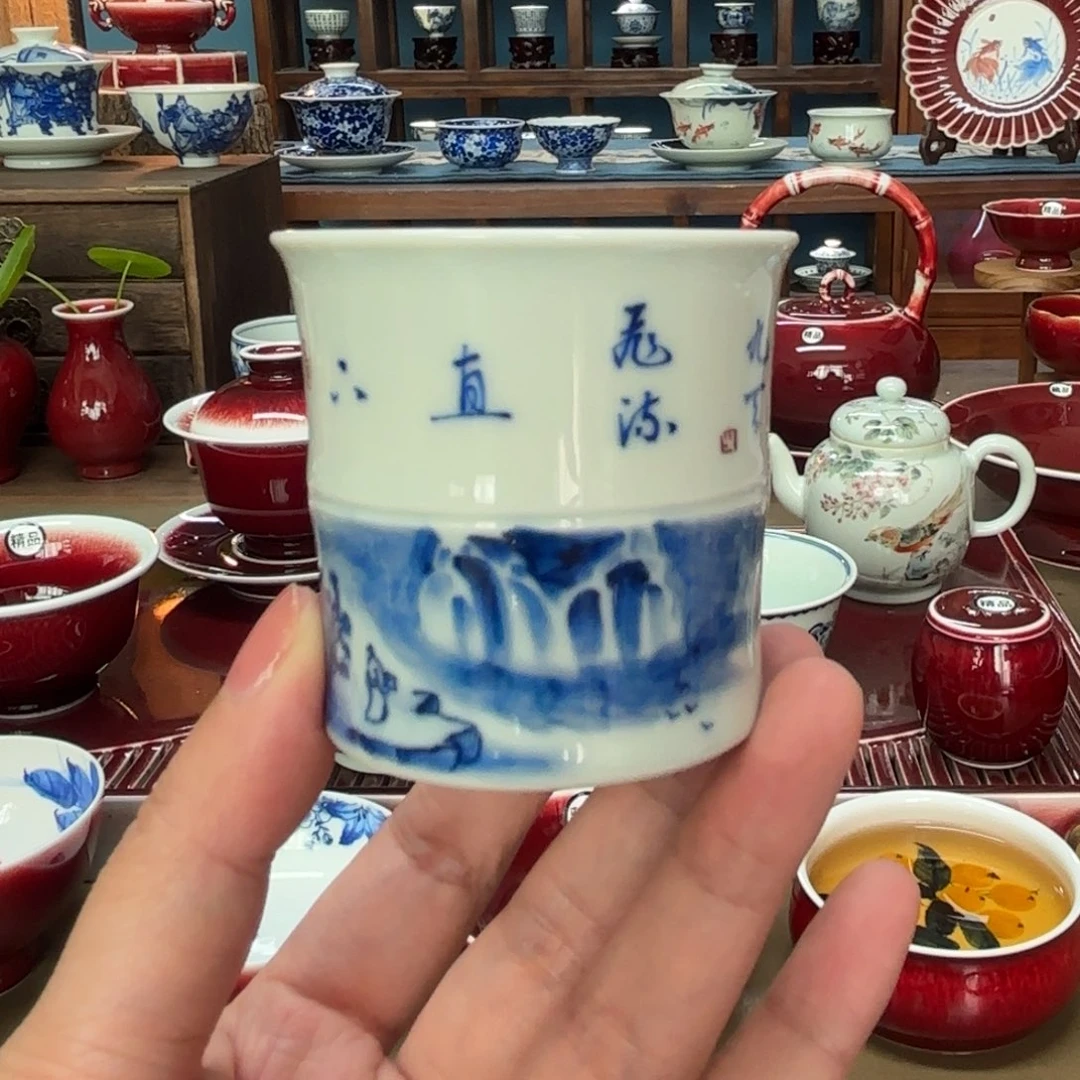 闻轩坊柴窑 竹节杯