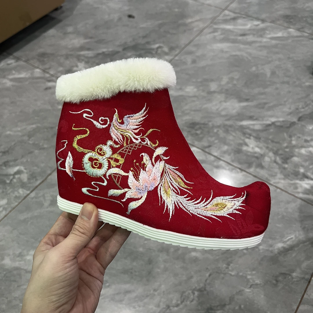 原创民族风百搭立体设计浅口透气内增高休闲鞋绣花鞋女809-100