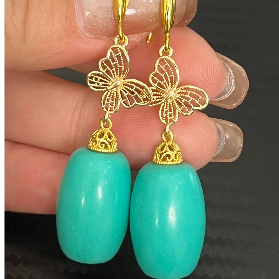 非金属珐琅耳饰 蓝色  松松   桶型  耳坠