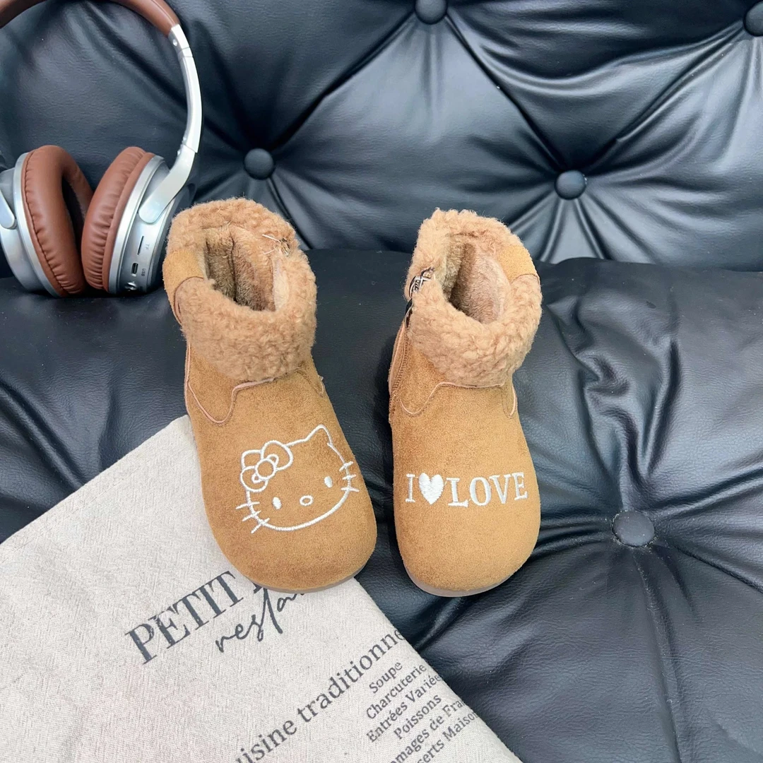 冬季新款小猫咪love加绒勃肯儿童棉靴250612