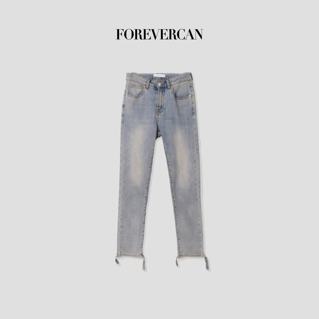 FOREVERCAN“老鼠裤”做旧盐水蓝奢牌经典超好搭牛仔裤CANSP13523