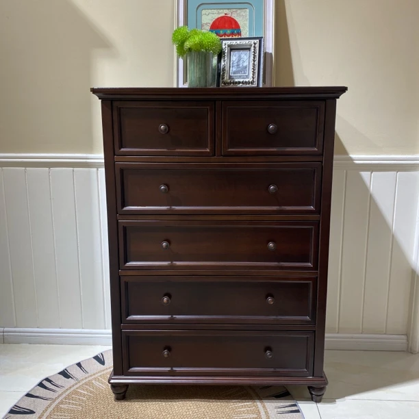 【直播间福利、一场直播限一个】美式风格原木六斗柜家用卧室五斗柜