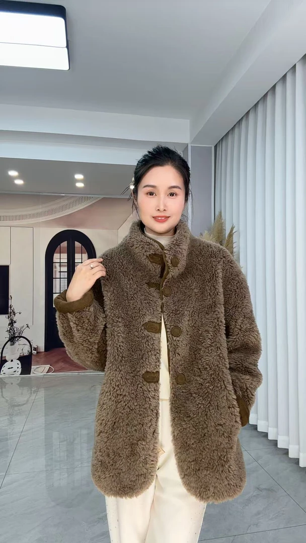 【米姿】MZ20323新款100%羊毛外套宽松显瘦时尚加厚双面穿