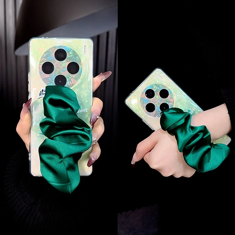 适用vivox100手机壳新款x100pro套vivo贝壳纹晕染x100s丝巾腕带女