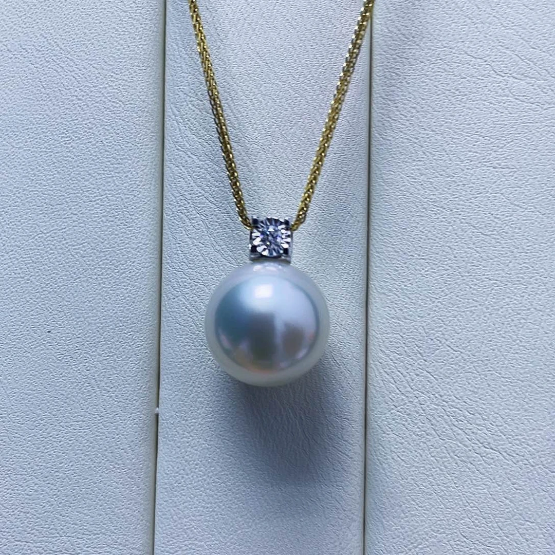 海水珍珠18K金镶嵌吊坠(不含链)澳白