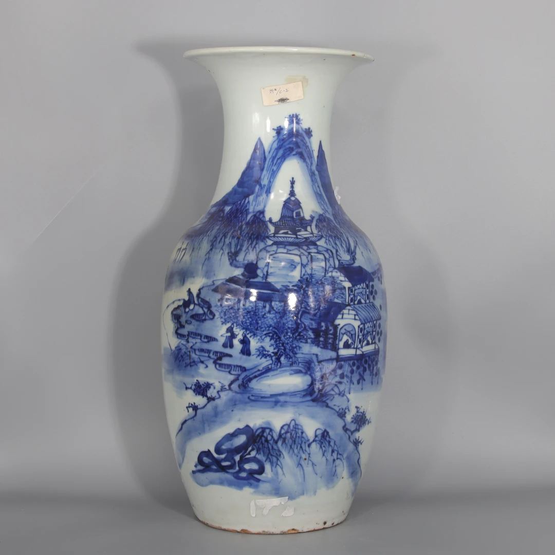 青花山水人物纹撇口瓶 H402-219