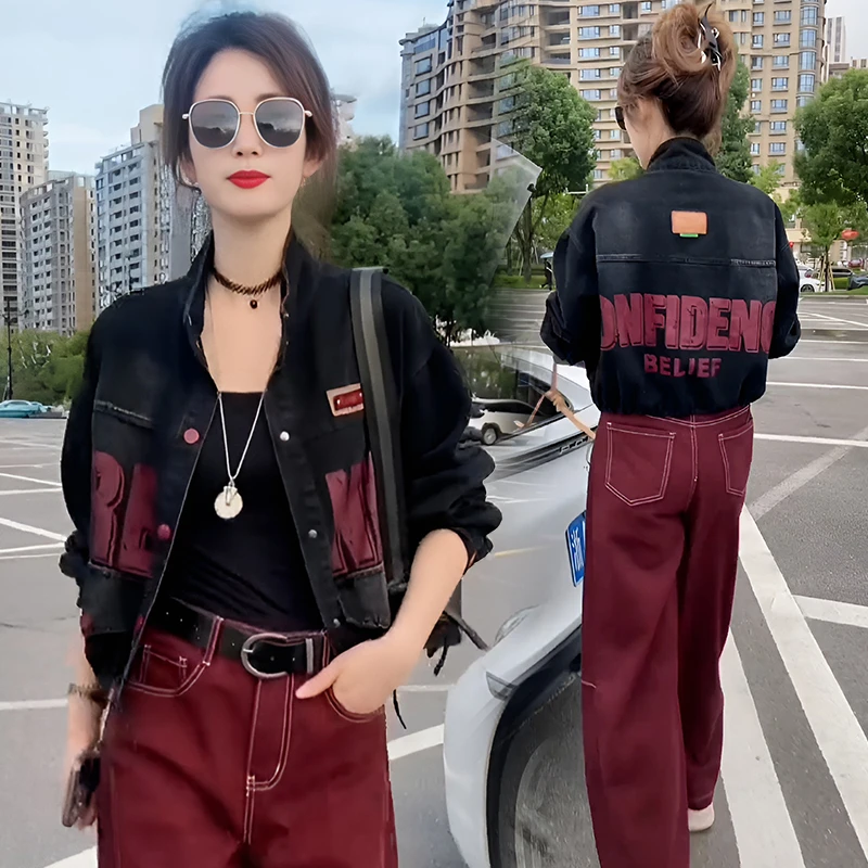 高含棉时尚休闲牛仔外套女2025年春秋新款宽松百搭小个子夹克上衣