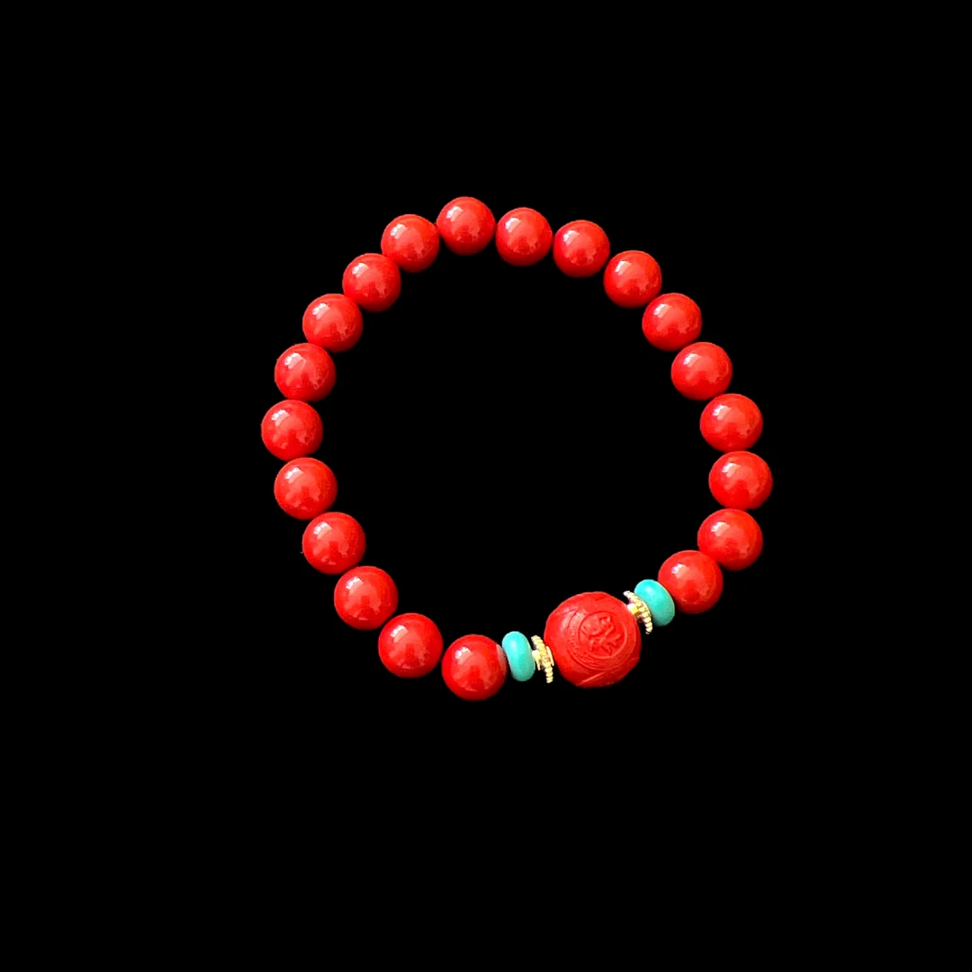 含辰砂工艺品A0359《聚鑫中古》朱砂手串（多样性发一）