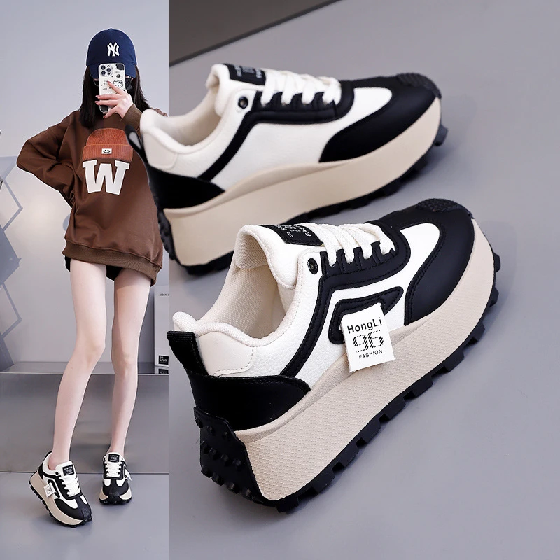 流光风女鞋老爹鞋2025秋冬休闲防滑厚底爆款小白鞋网红百搭板鞋
