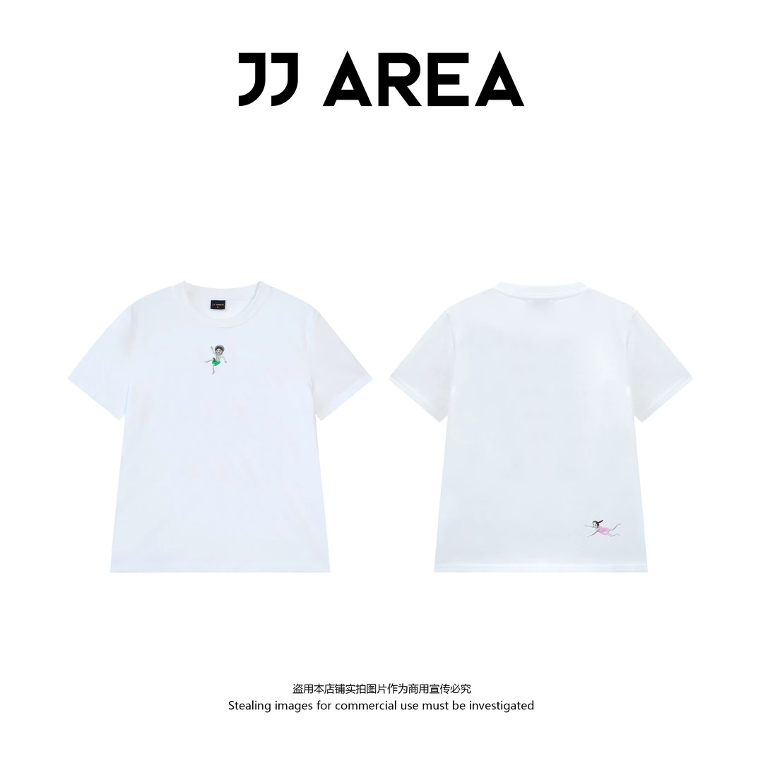 【JJ AREA】娇娇“联名童趣T”2025新款圆领时尚刺绣短袖男女T恤