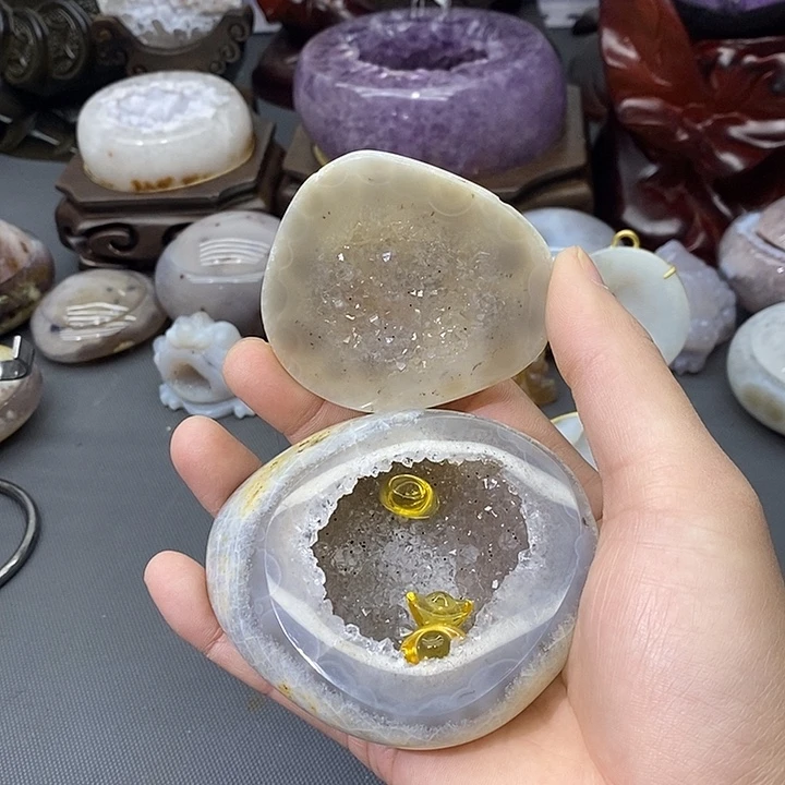 紫晶摆件未镶嵌聚宝盆