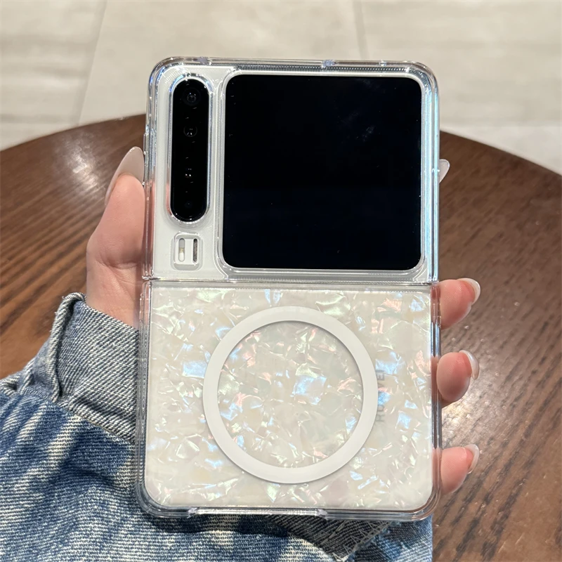 贝壳纹磁吸适用华为purax手机壳新pocket2典藏版折叠屏套mixflip