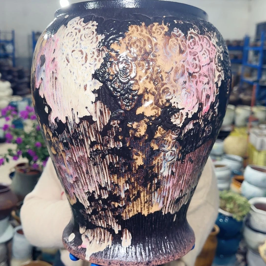 紫砂花盆高29口18