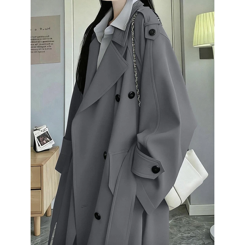 灰色风衣外套女中长款2025早春秋新款韩系小个子高级感巨好看大衣