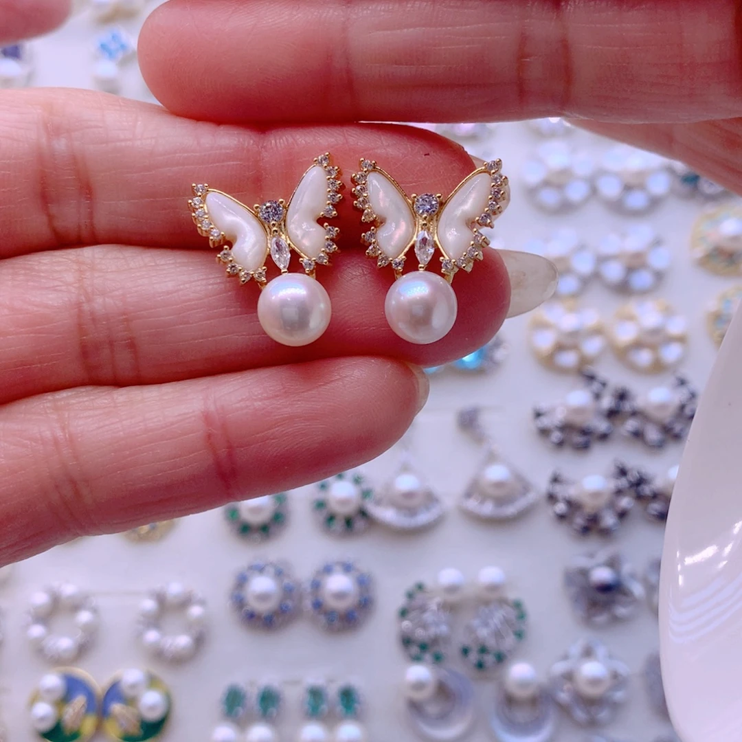 淡水珍珠合金耳饰