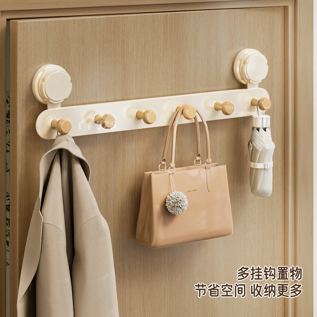 吸盘门后挂钩免打孔挂衣架一排长条挂书包衣服门上帽子收纳置物架