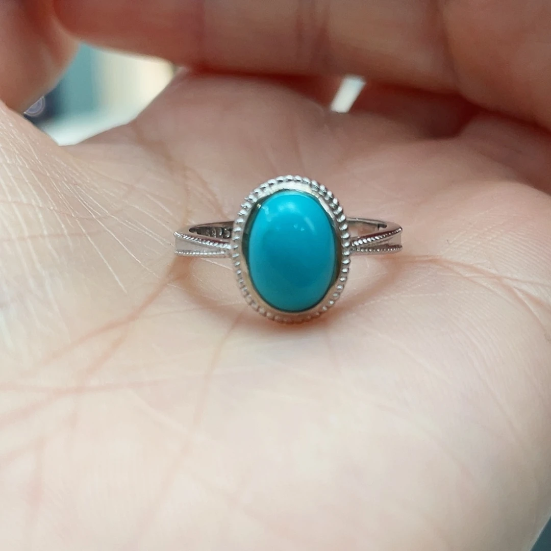 绿松石戒指银S925镶嵌