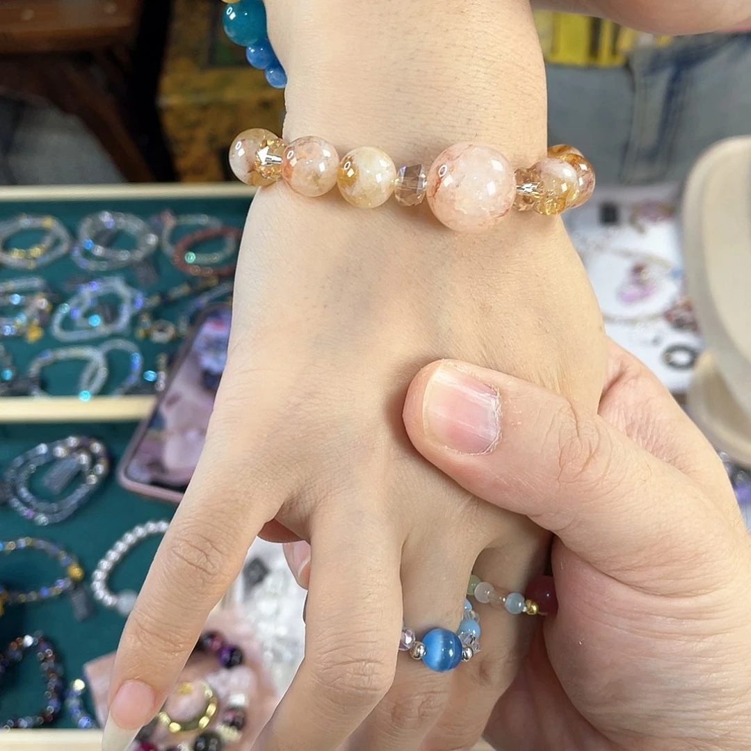 水晶手链银S925镀金镶嵌