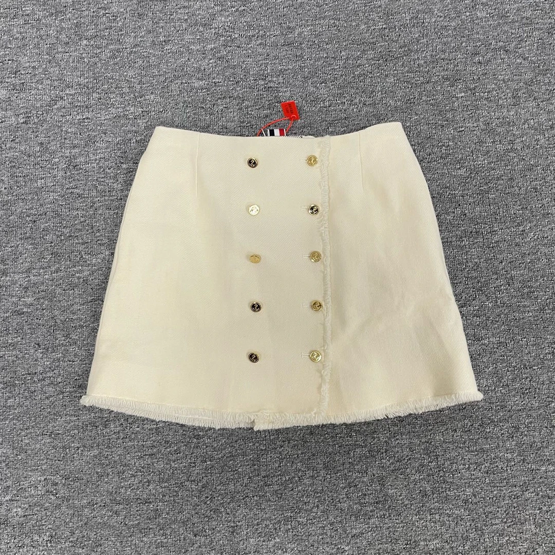 99新 THOMBROWNE TB 双排扣 短裙 米白色 40码 汤姆布朗
