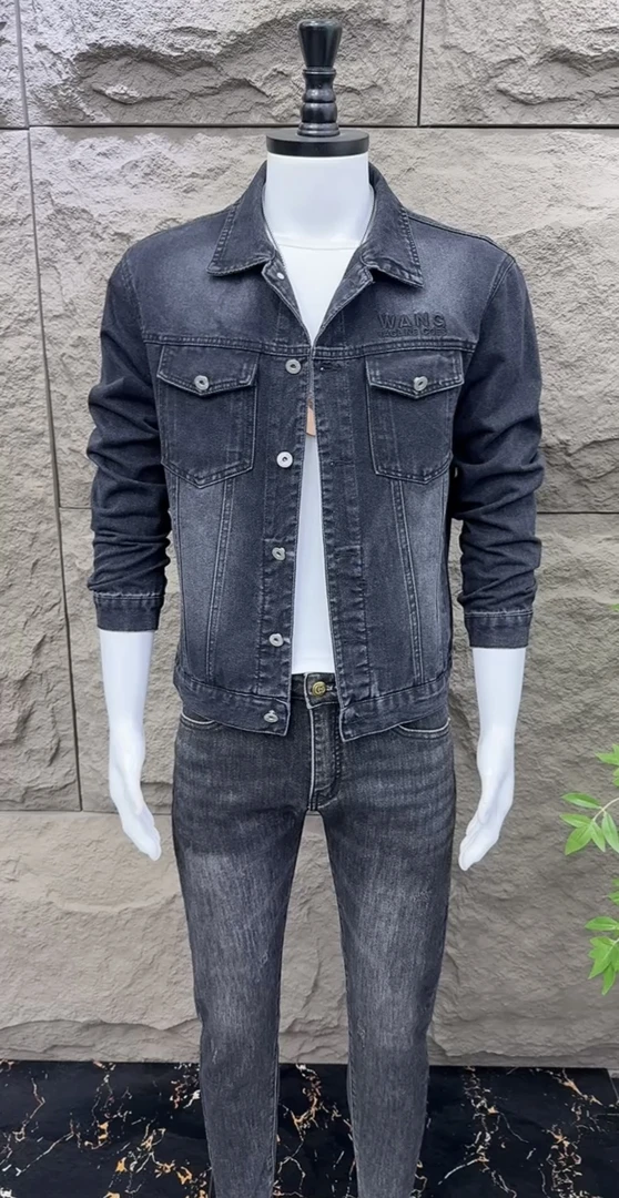 韩版潮流时尚男士帅气水洗牛仔外套百搭气质休闲夹克