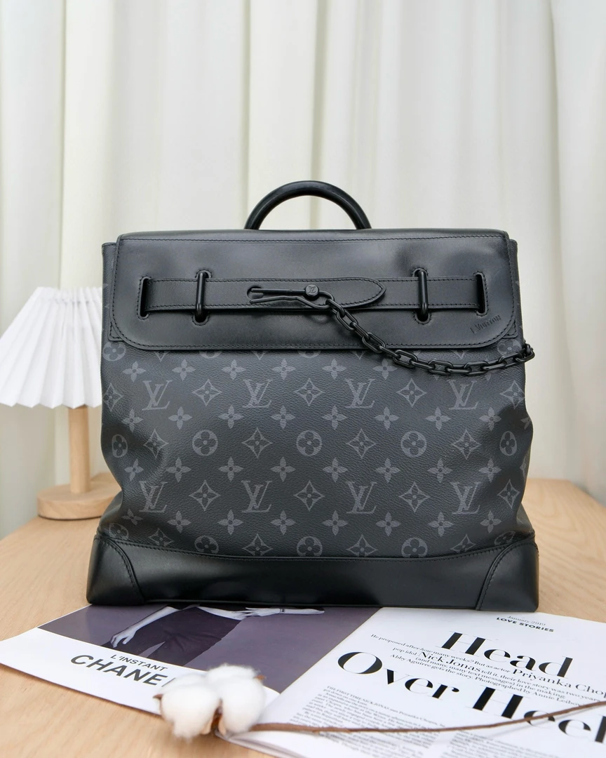 99新 LouisVuitton/路易威登 7355 Lv steamer 黑老花公文包
