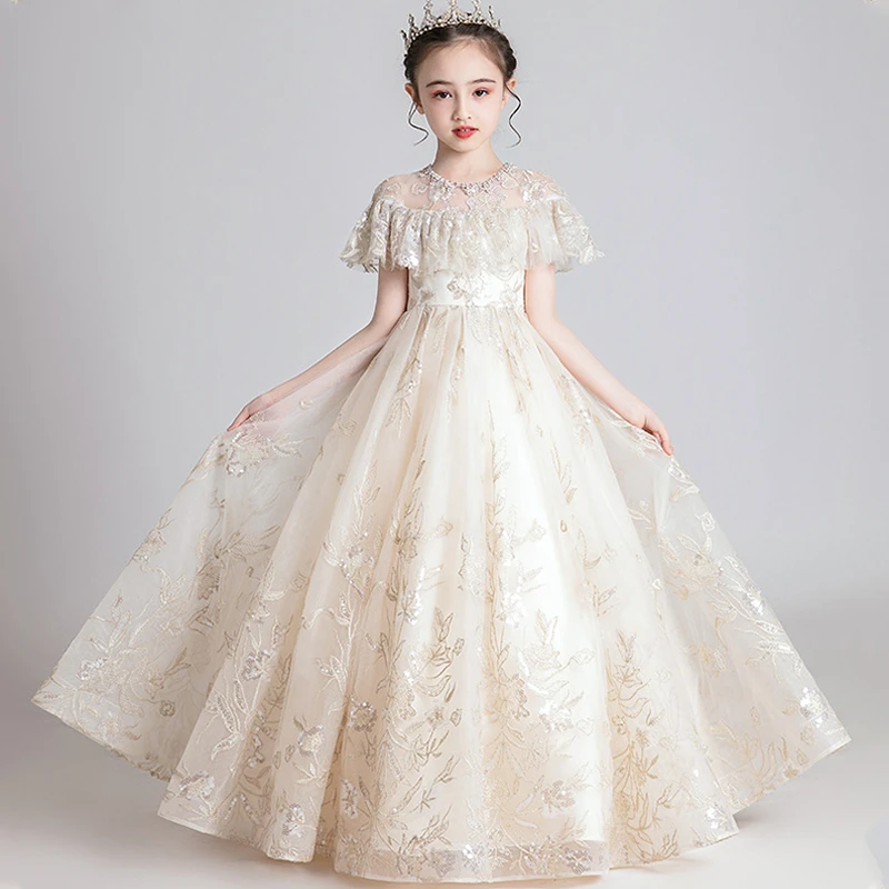 女童晚礼服生日礼服花童模特主持人公主裙蓬蓬裙超仙钢琴演出服