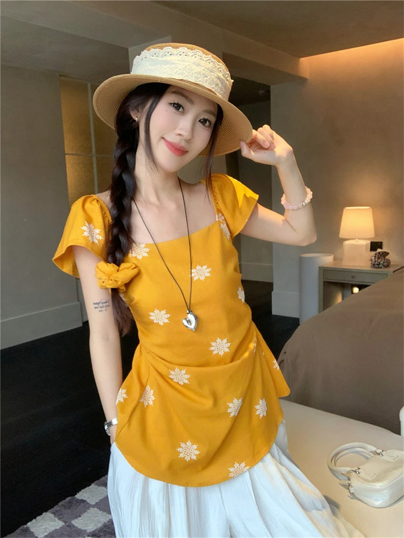 《现货现发》网红爆款黄花黄色五款式2025新款简约吊带背心挂脖上衣