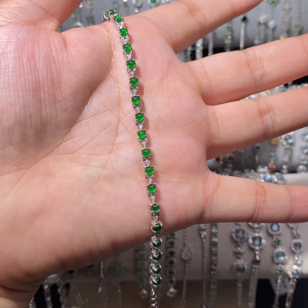 翡翠银S925镶嵌手链