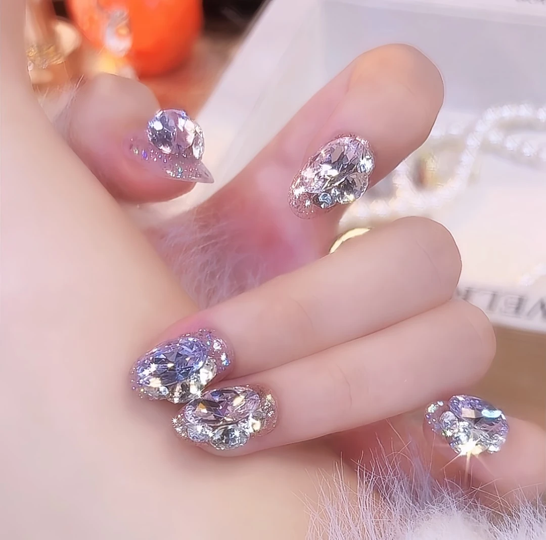 【爆闪满钻 AB款】纯手工穿戴甲可拆卸十片装高级显白美甲