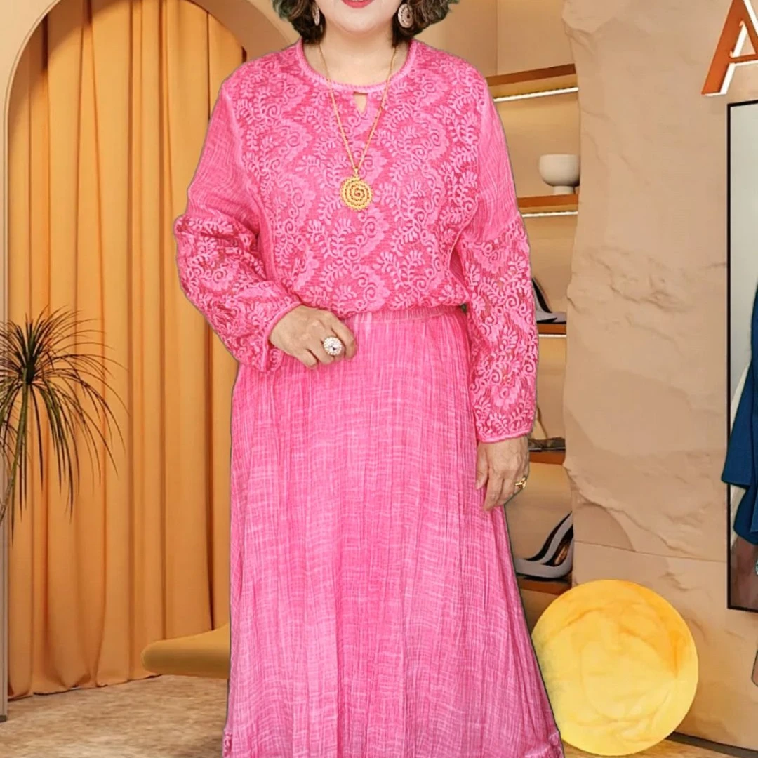 气质优雅手工堆花褶皱上衣半身裙套装时尚设计秋季穿搭