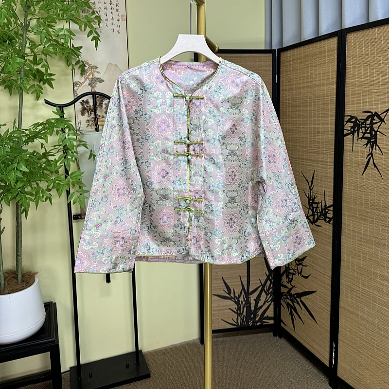 【宋锦异色罗外套】新中式外套气质上衣时尚复古双面穿桑蚕丝立领