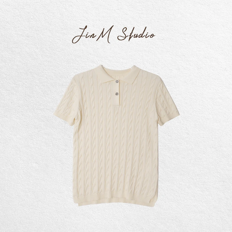Jinmstudio丨【麻花上衣】纯棉麻花短袖针织衫602501A2483