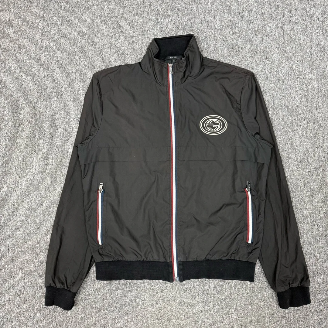 99新 GUCCI/古驰 12735221 黑色双G logo尼龙夹克外套 M码99新