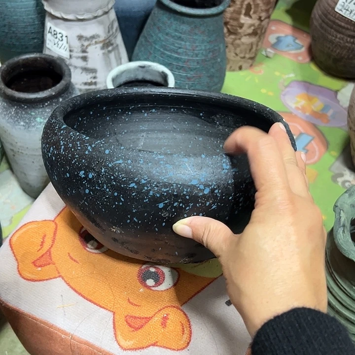 粗陶盆默认打孔高11口19
