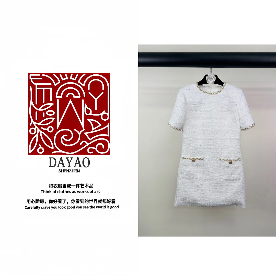 「DAYAO」24S时尚名媛温柔白色气质短袖连衣裙青奢高端女装WY24624