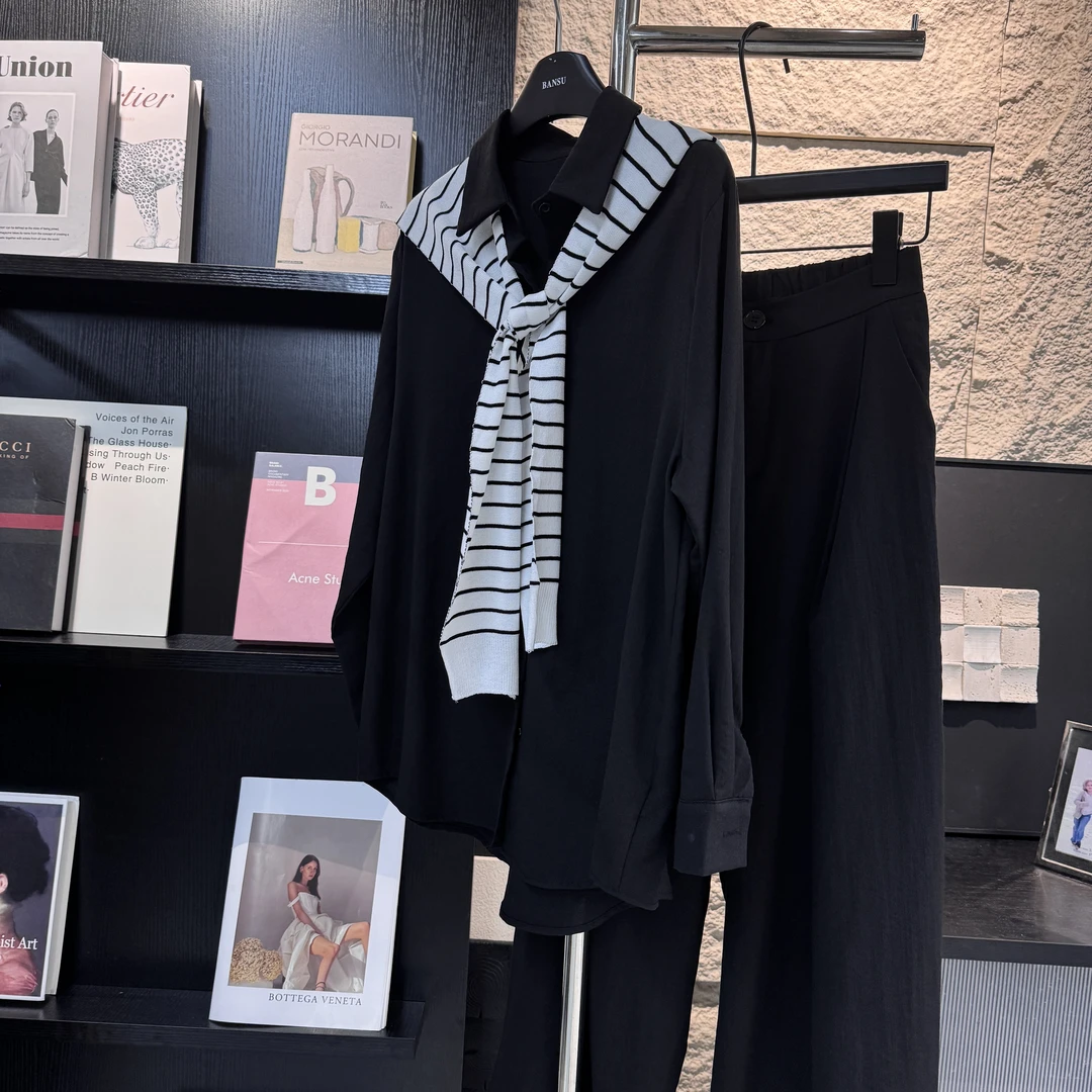 2565休闲长袖韩版时尚套装百搭老钱风慵懒风套装