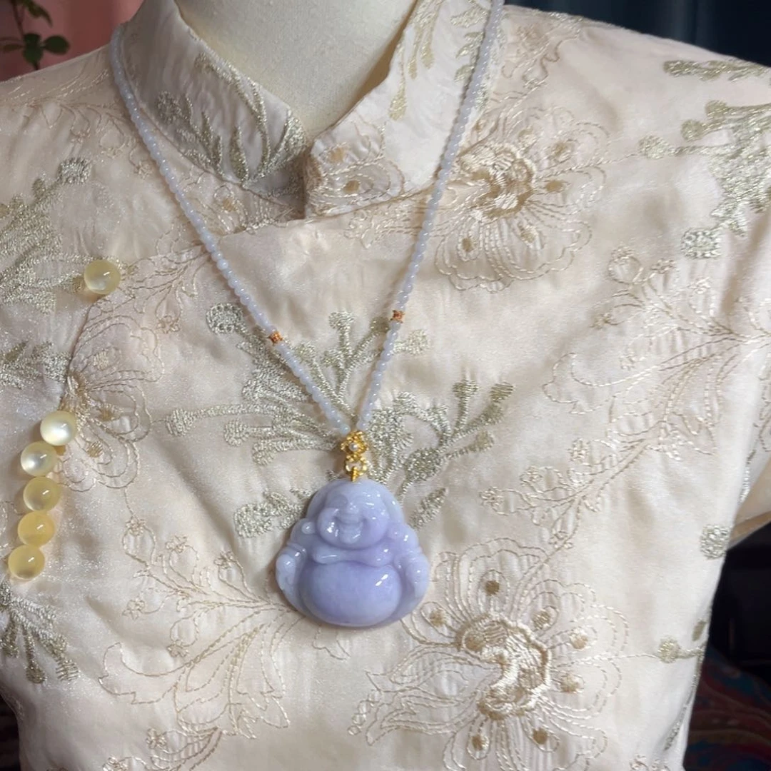 翡翠未镶嵌颈饰紫佛