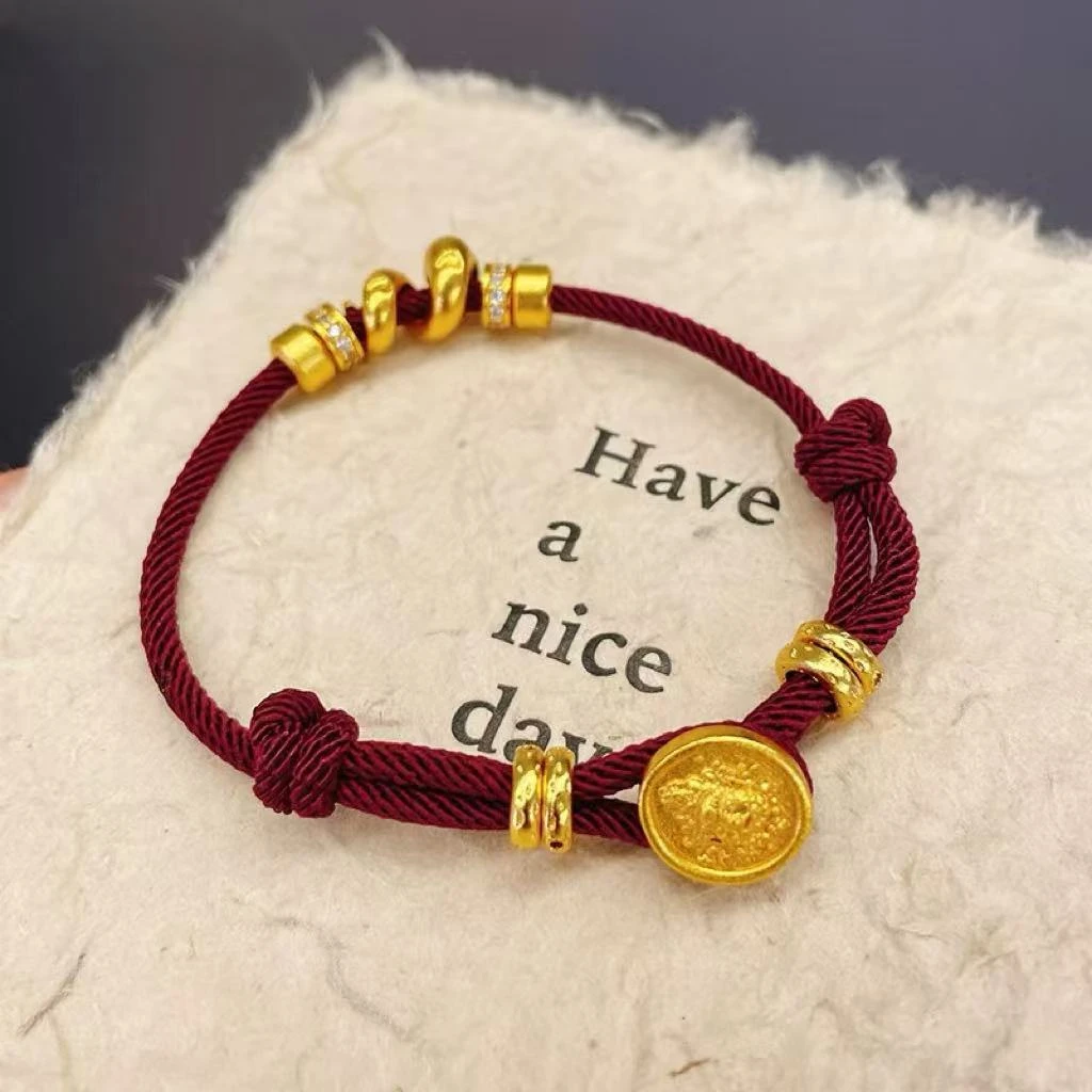 铜合金手链年黄财神盘缠手链本命年盘缠编织