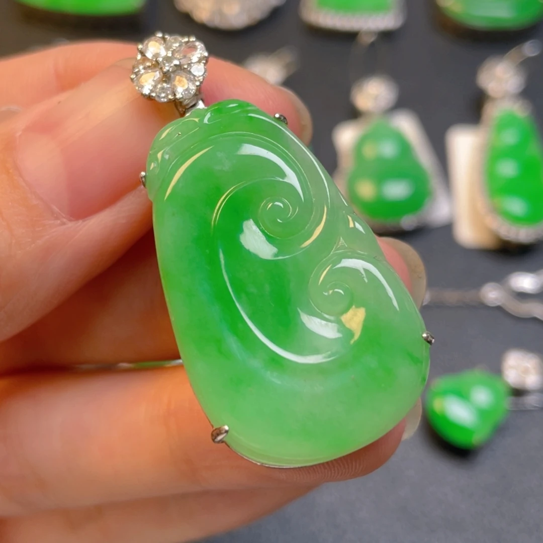 翡翠银S925镶嵌吊坠(不含链)