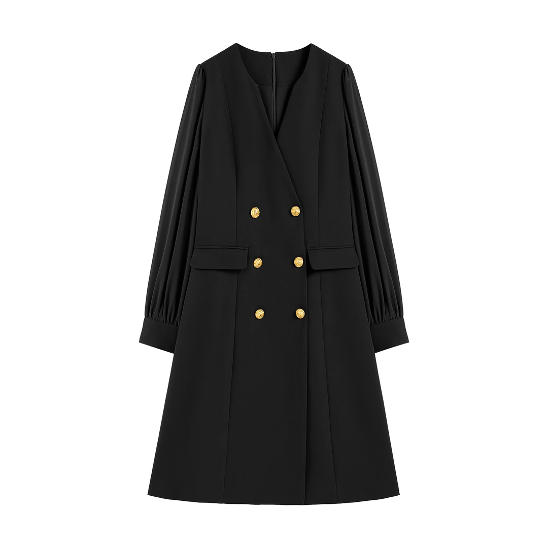 【南油虹姐】2024秋季新款气质优雅V领显瘦连衣裙