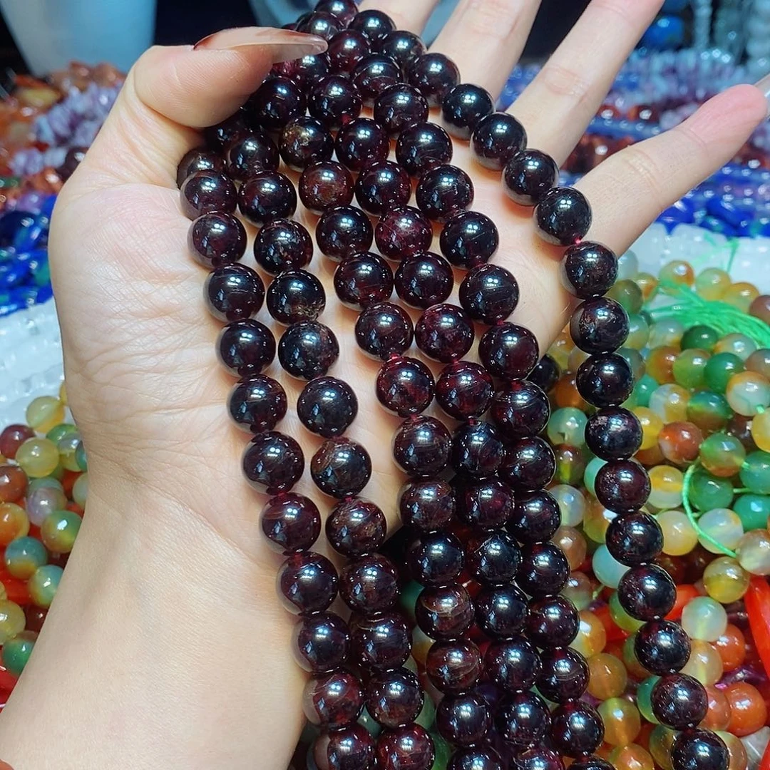 玛瑙/玉髓散珠天然石榴石女人石11mm一条