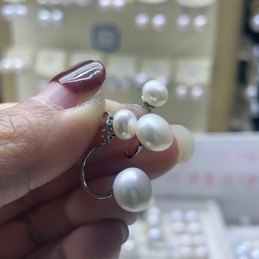 淡水珍珠耳饰银S925镶嵌