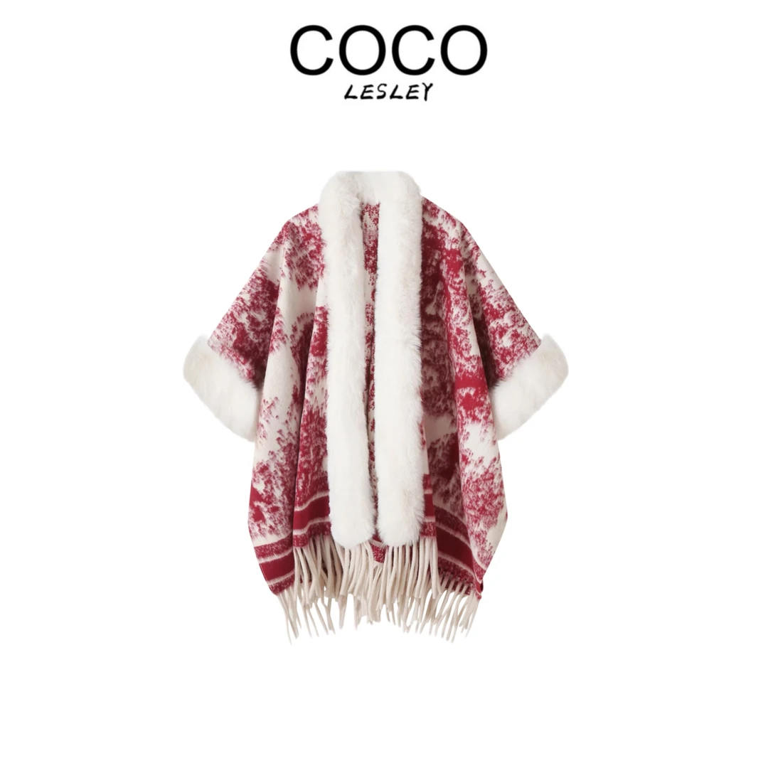 【COCO LESLEY】秋冬新款F水墨东方美学百搭针织披肩上衣716号