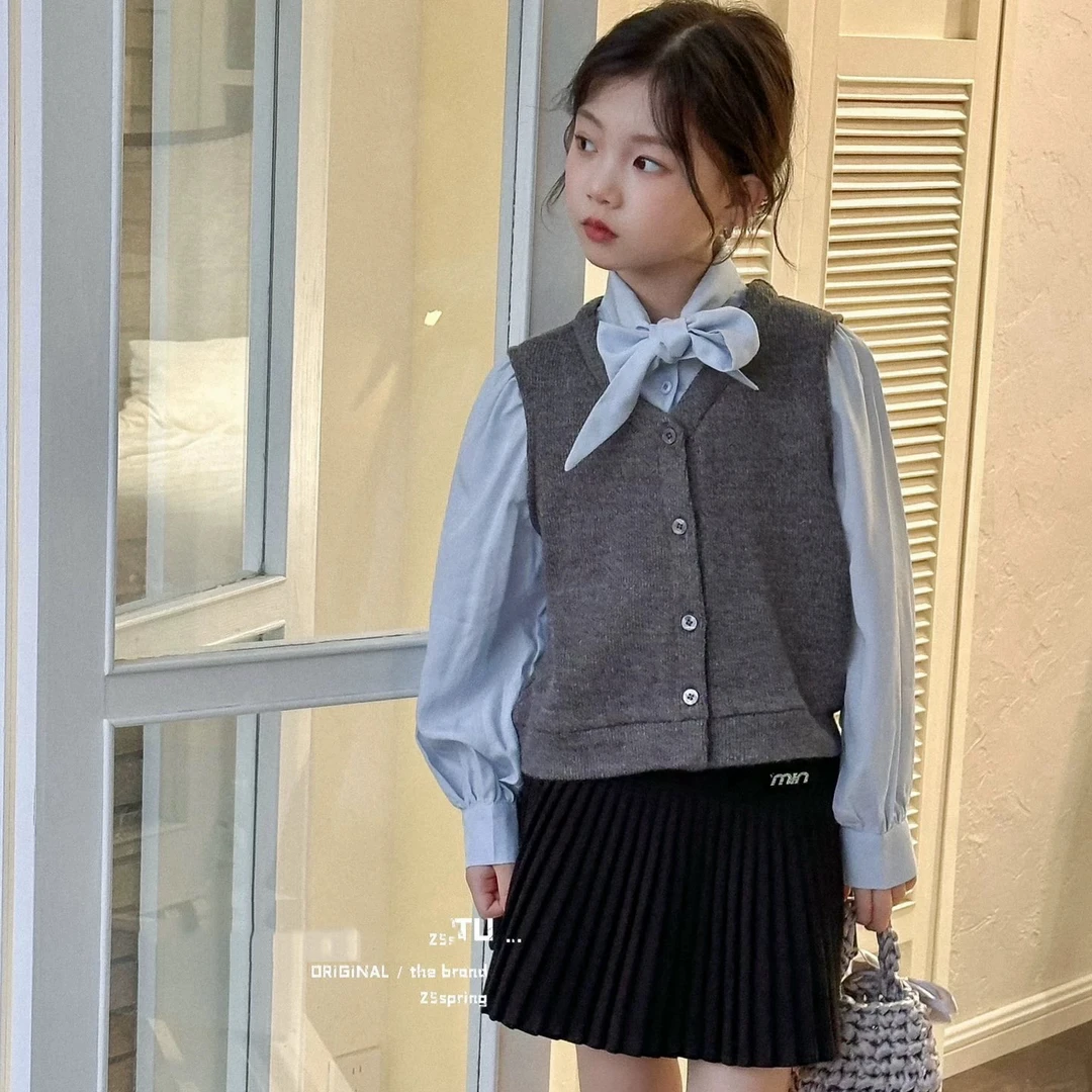 【果妈家】女童2025春季新款韩版学院风套装-6060